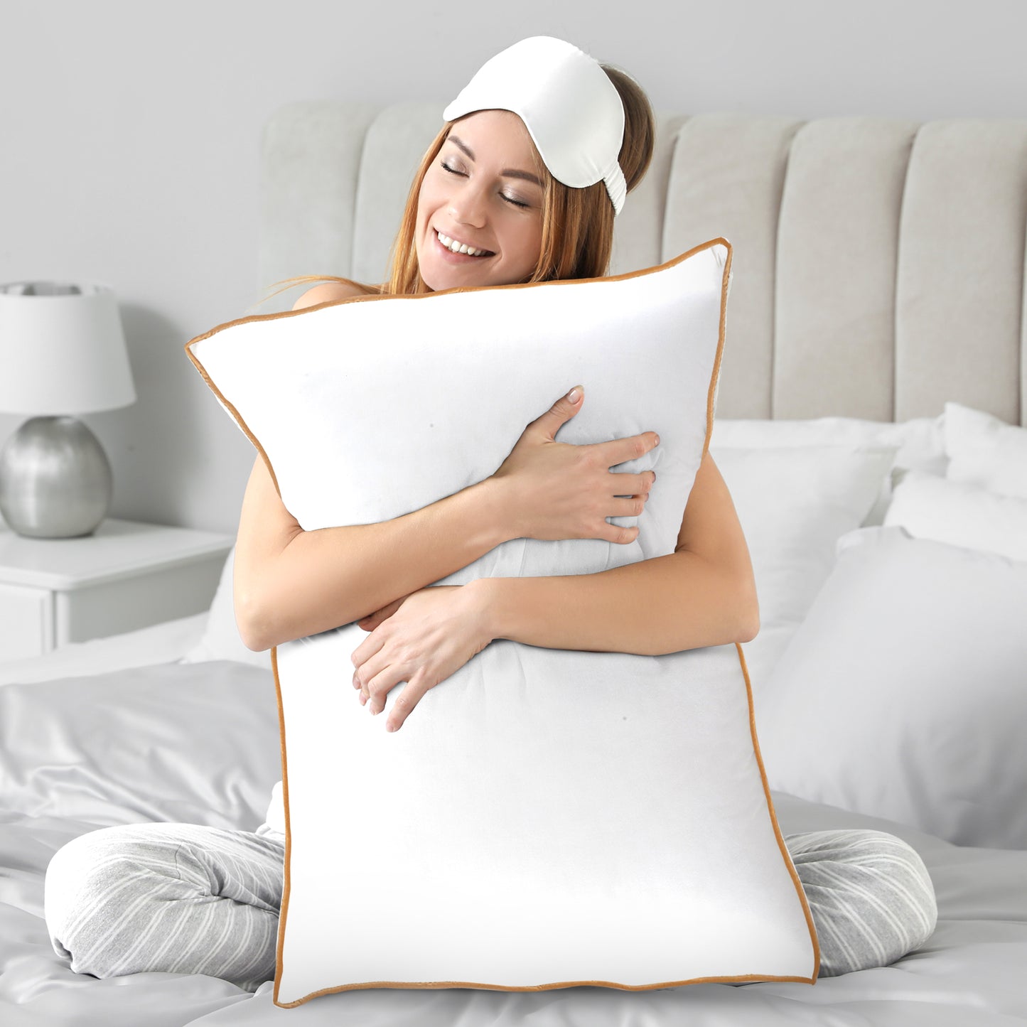 Cheer Collection King Size Sham Insert - Comfortable Feather Down 20" x 36" Bed Pillow