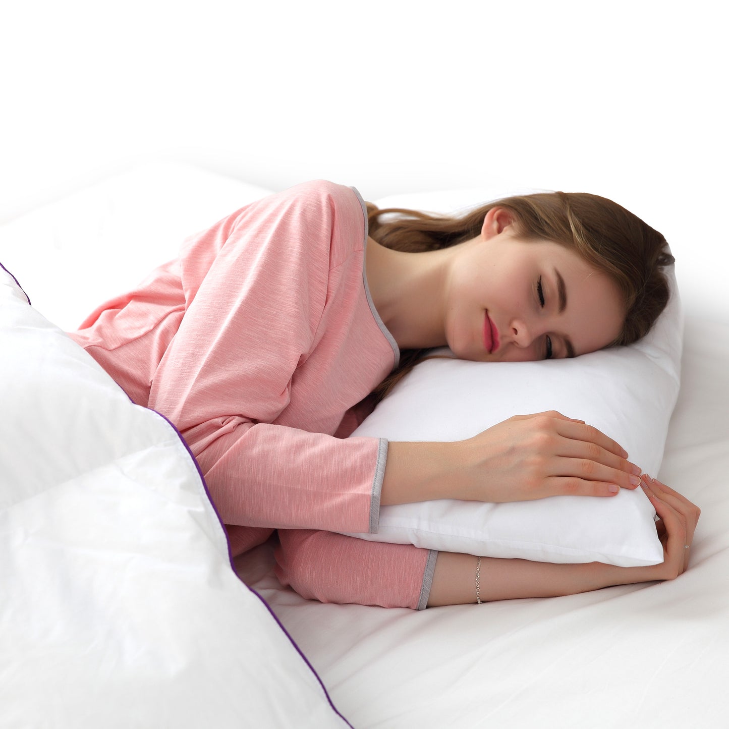 Cheer Collection Natural Kapok Fiber V-Shaped Pregnancy Pillow With Removable Washable Cover