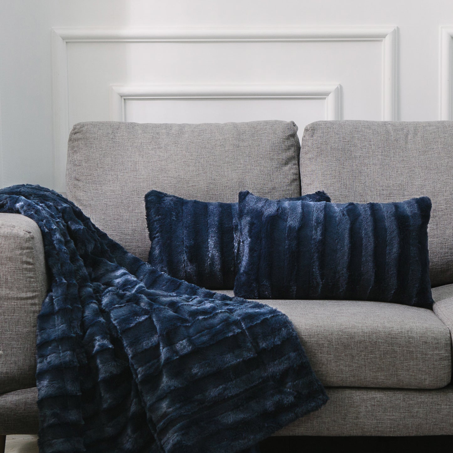 Cheer Collection Set of 2 Decorative Throw Pillows - Reversible Faux Fur to Microplush Accent Pillows by 12"x 20"