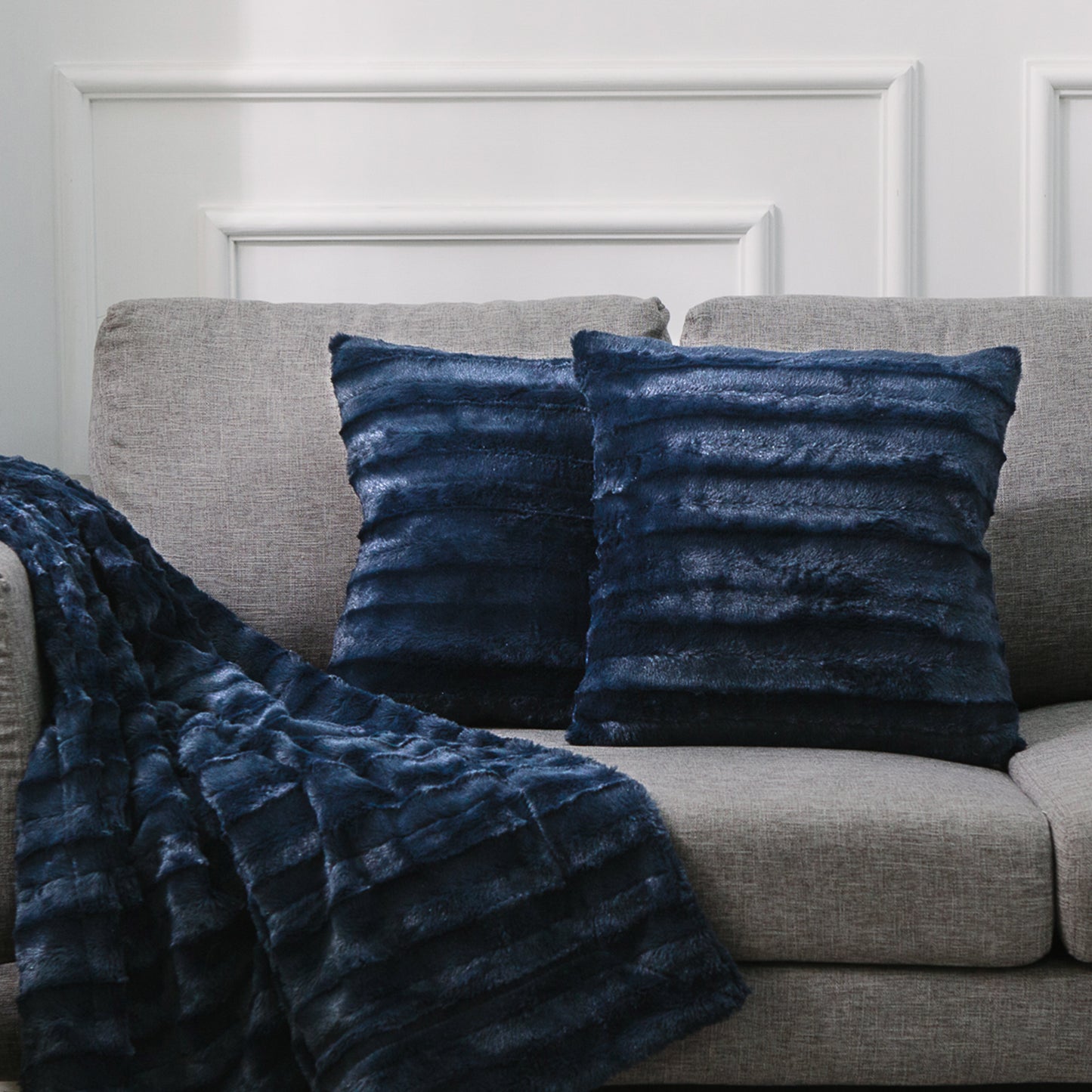 Cheer Collection Faux Fur Throw Pillows - Set of 2 Decorative Couch Pillows - 26" x 26"
