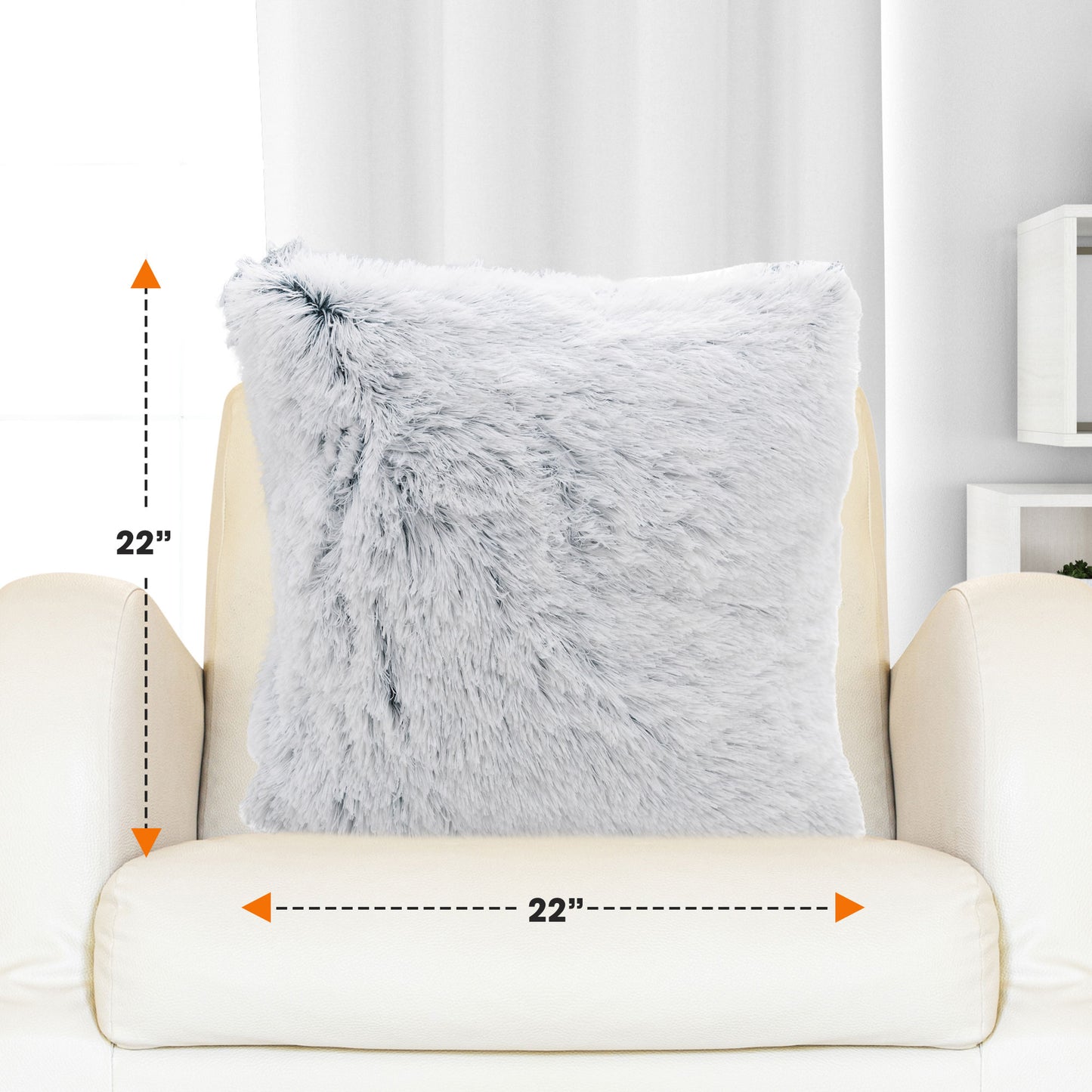 Cheer Collection Set of 2 Super Soft Shaggy Faux Fur Throw Pillows