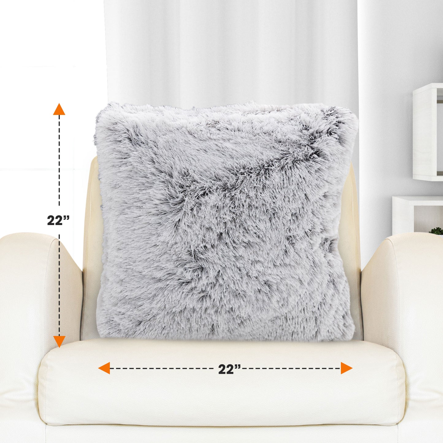 Cheer Collection Set of 2 Super Soft Shaggy Faux Fur Throw Pillows