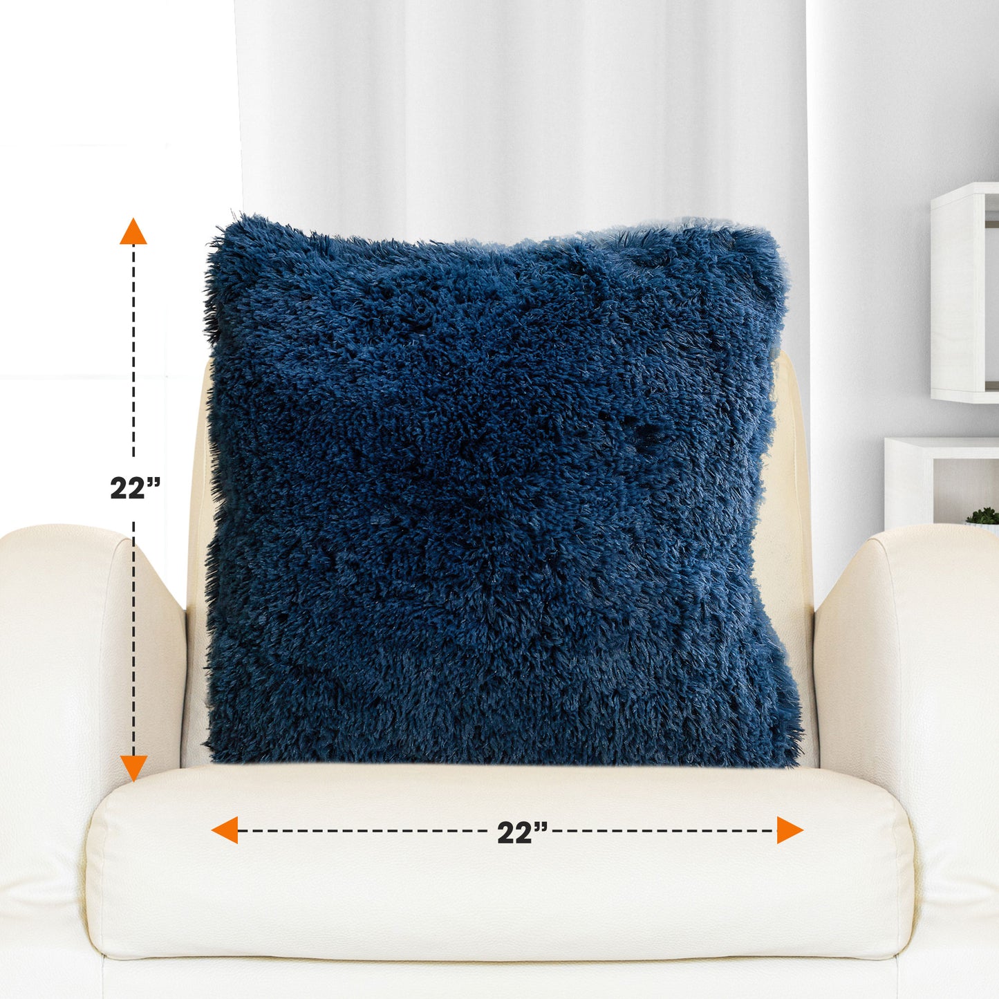 Cheer Collection Set of 2 Super Soft Shaggy Faux Fur Throw Pillows