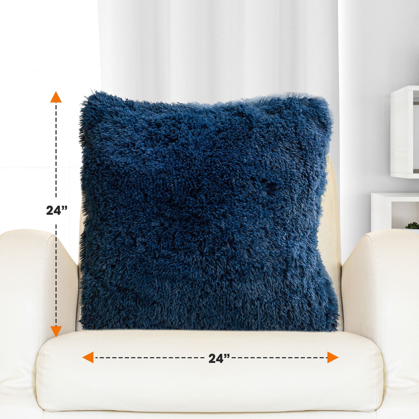 Cheer Collection Set of 2 Super Soft Shaggy Faux Fur Throw Pillows