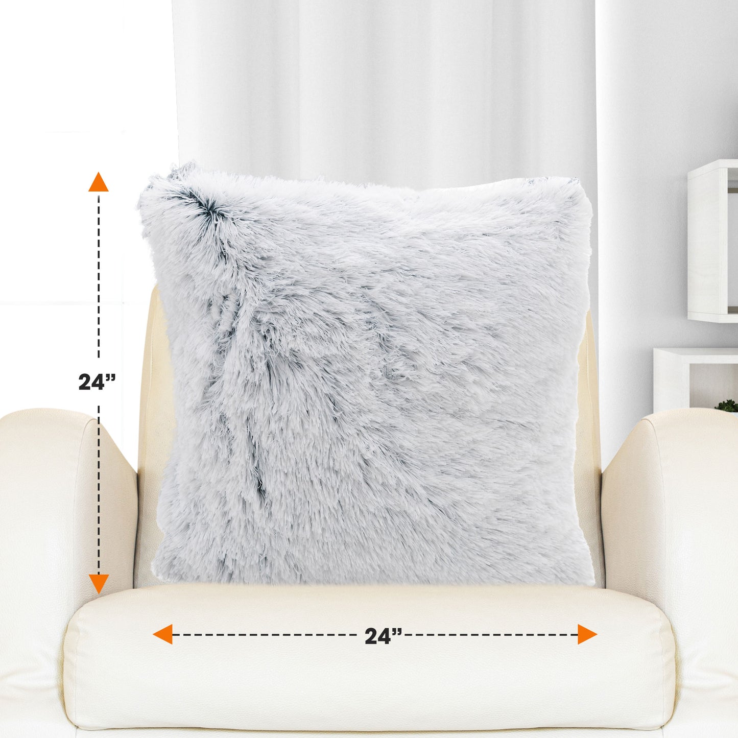 Cheer Collection Set of 2 Super Soft Shaggy Faux Fur Throw Pillows