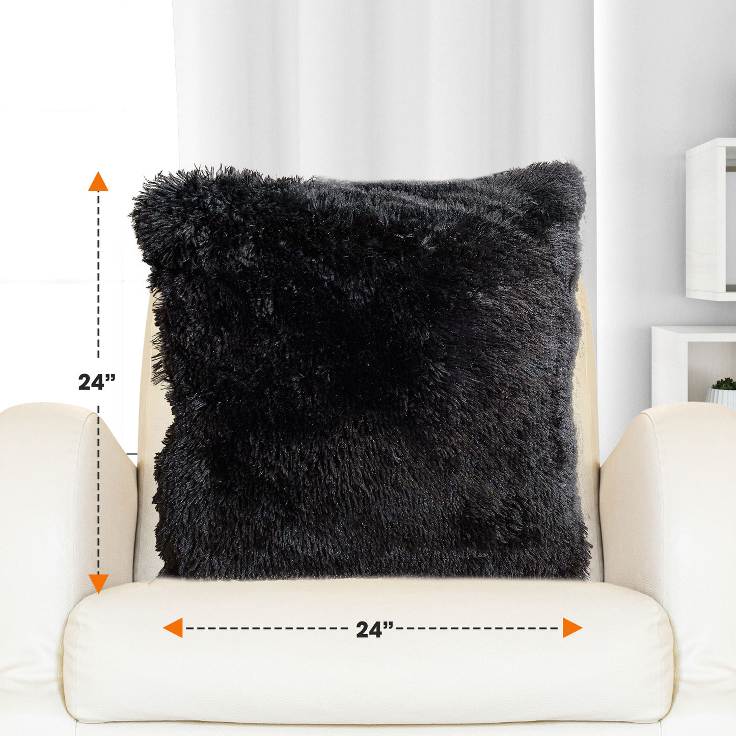 Cheer Collection Set of 2 Super Soft Shaggy Faux Fur Throw Pillows