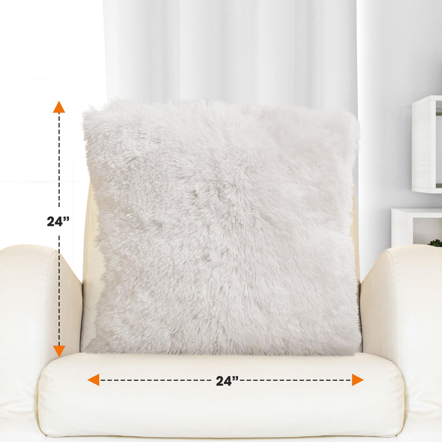 Cheer Collection Set of 2 Super Soft Shaggy Faux Fur Throw Pillows
