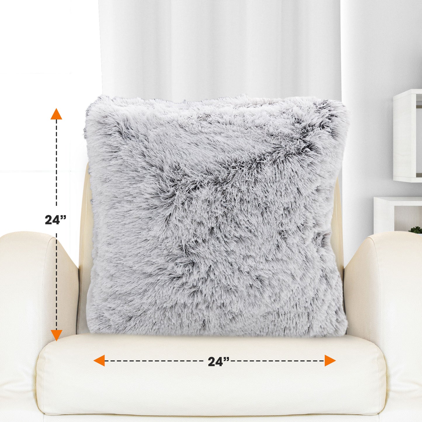 Cheer Collection Set of 2 Super Soft Shaggy Faux Fur Throw Pillows
