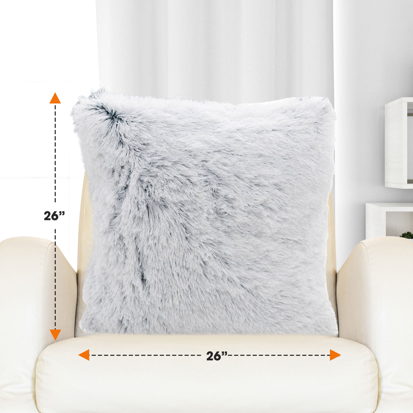 Cheer Collection Set of 2 Super Soft Shaggy Faux Fur Throw Pillows
