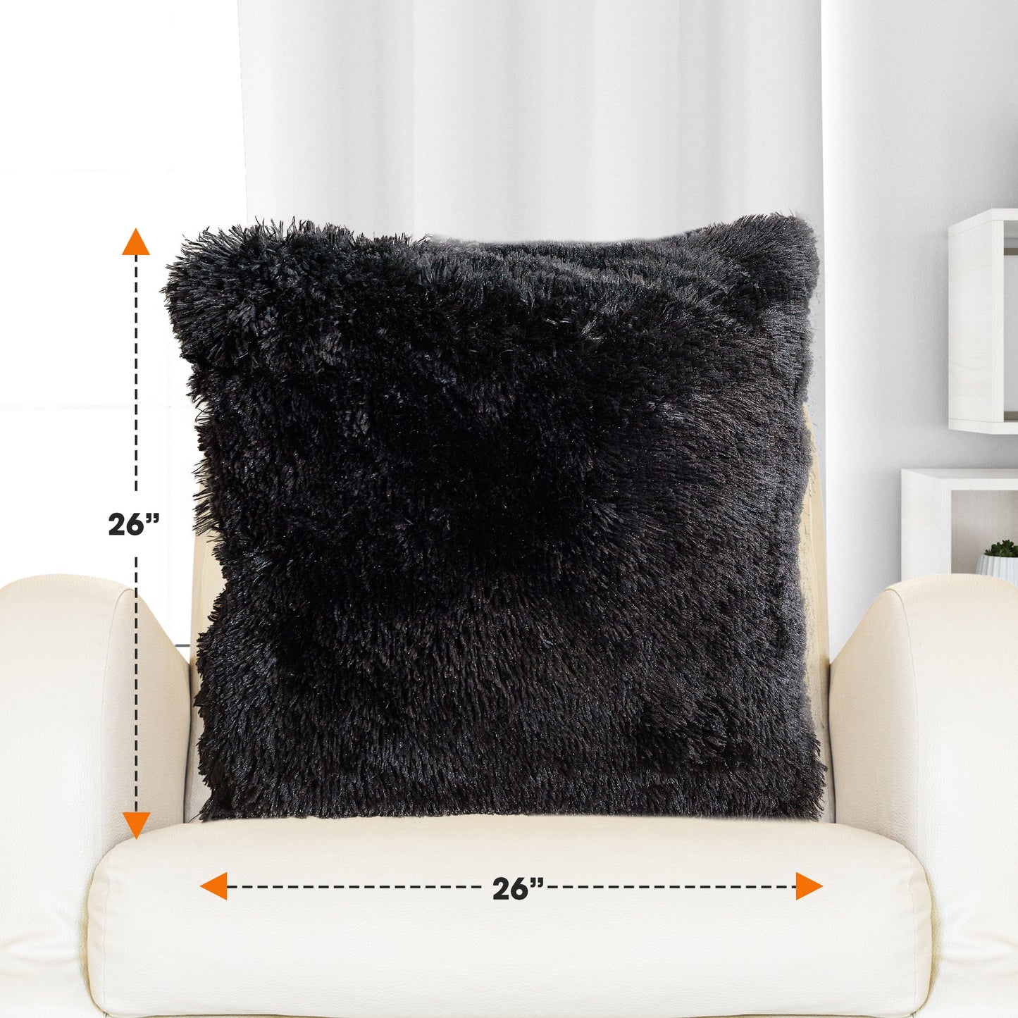 Cheer Collection Set of 2 Super Soft Shaggy Faux Fur Throw Pillows