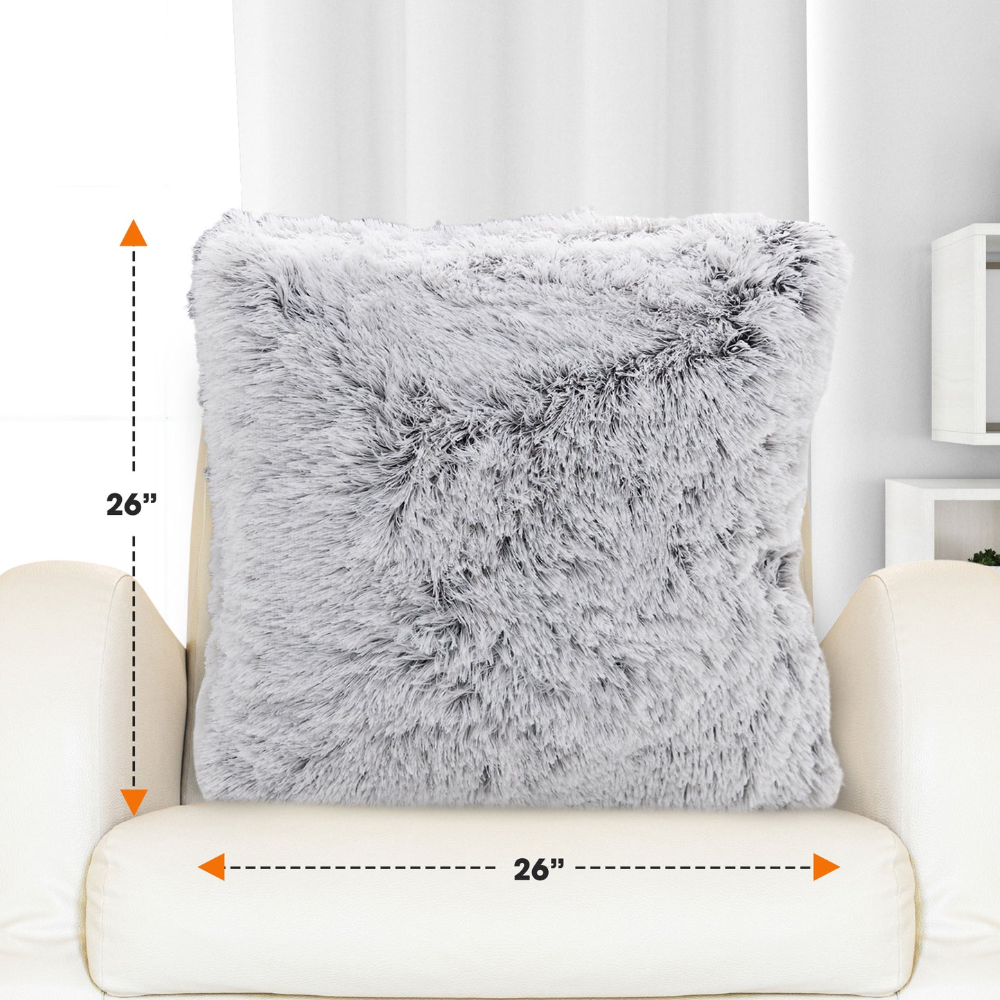 Cheer Collection Set of 2 Super Soft Shaggy Faux Fur Throw Pillows