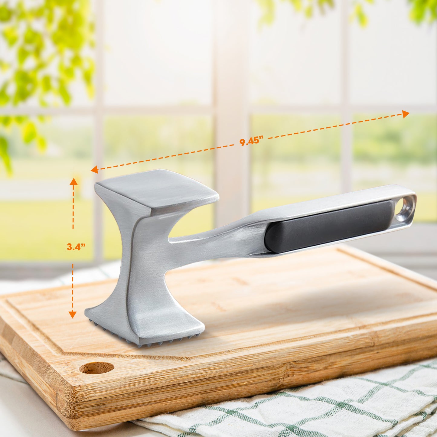 Cheer Collection Multi Sided Aluminum Meat Tenderizer Lightweight Tool for Beef Chicken Pork and More