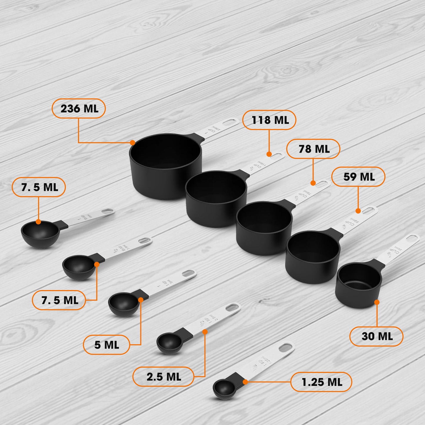 Cheer Collection Measuring Cups and Spoons Set Ten Piece Kitchen Essentials for Accurate Cooking and Baking