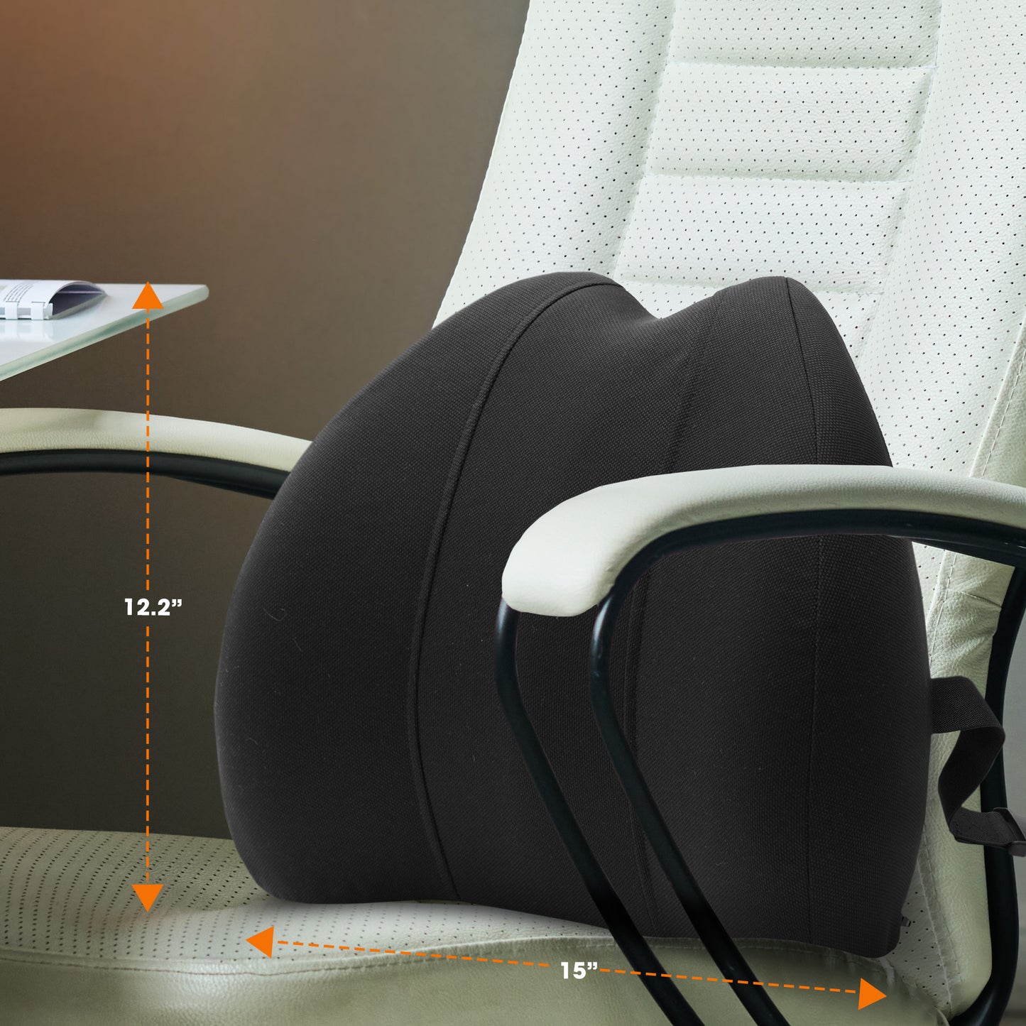 Cheer Collection Memory Foam Lumbar Support Pillow for Chair, Car, or Travel – Washable Cover
