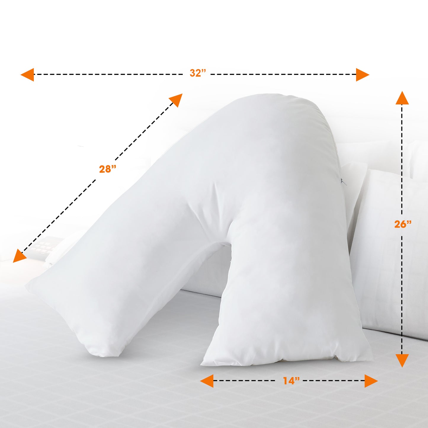 Cheer Collection Natural Kapok Fiber V-Shaped Pregnancy Pillow With Removable Washable Cover
