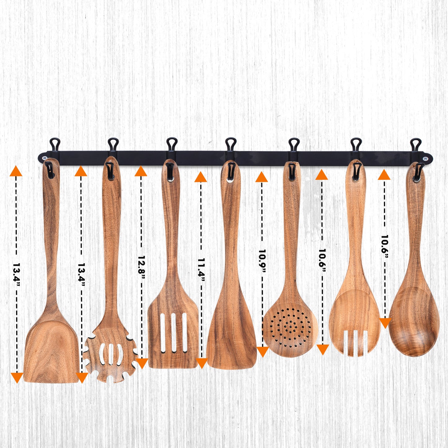 Cheer Collection 7 Piece Elegant Wooden Kitchen Utensils Set