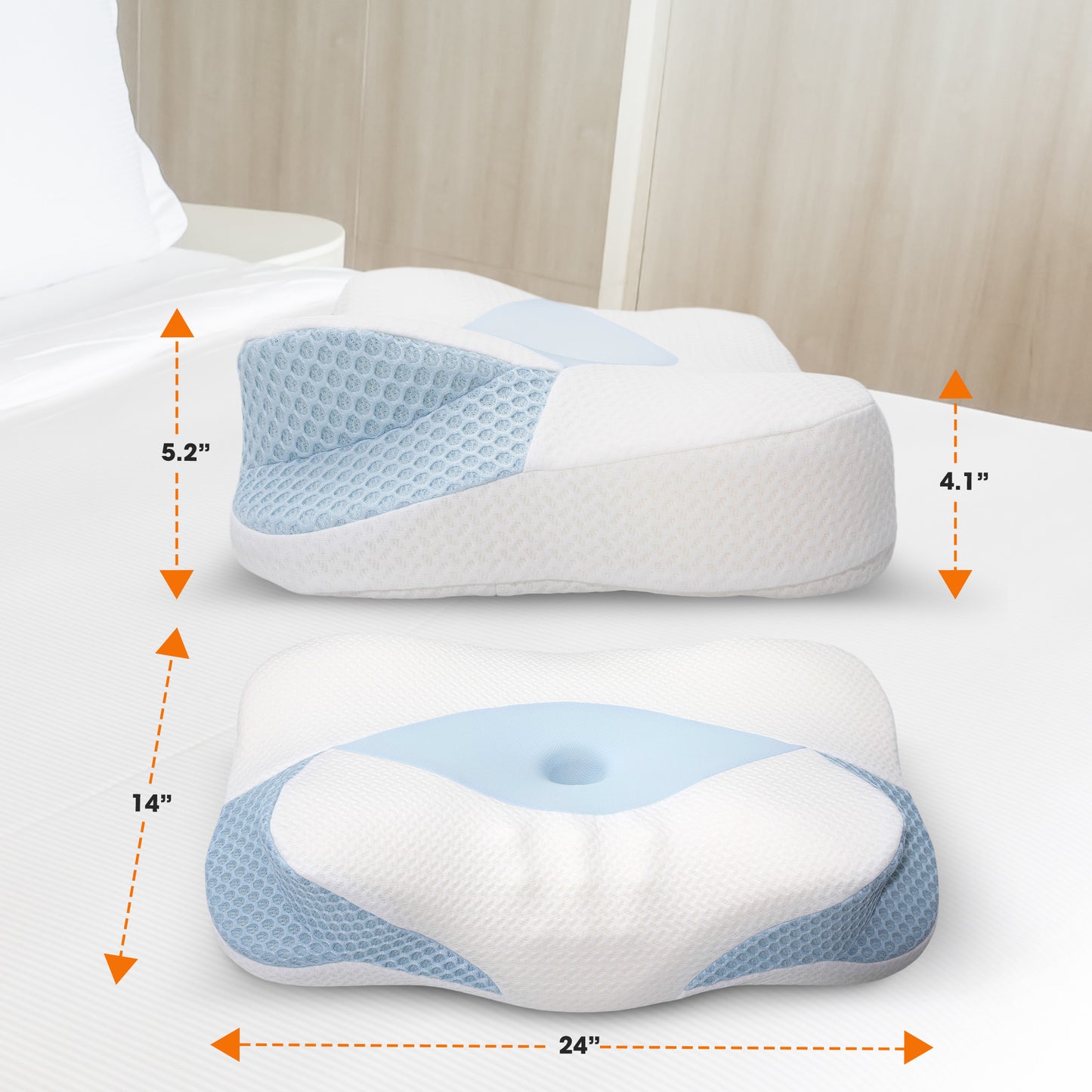 Cheer Collection Orthopaedic Cervical Pillow Premium Memory Foam Contour for Neck and Shoulder Support
