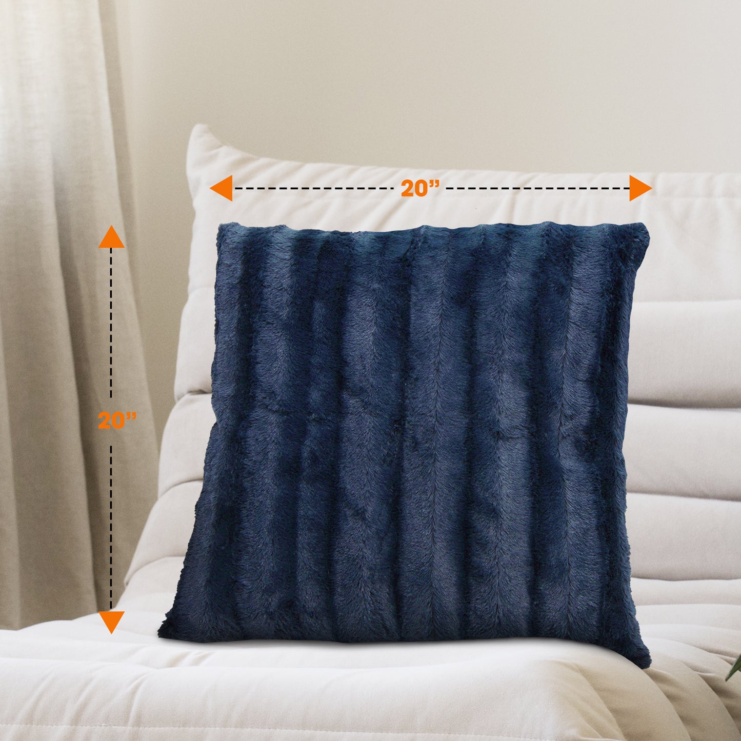 Cheer Collection Set of 2 Decorative Throw Pillows - Reversible Faux Fur to Microplush 20x20 - Variety of Colors