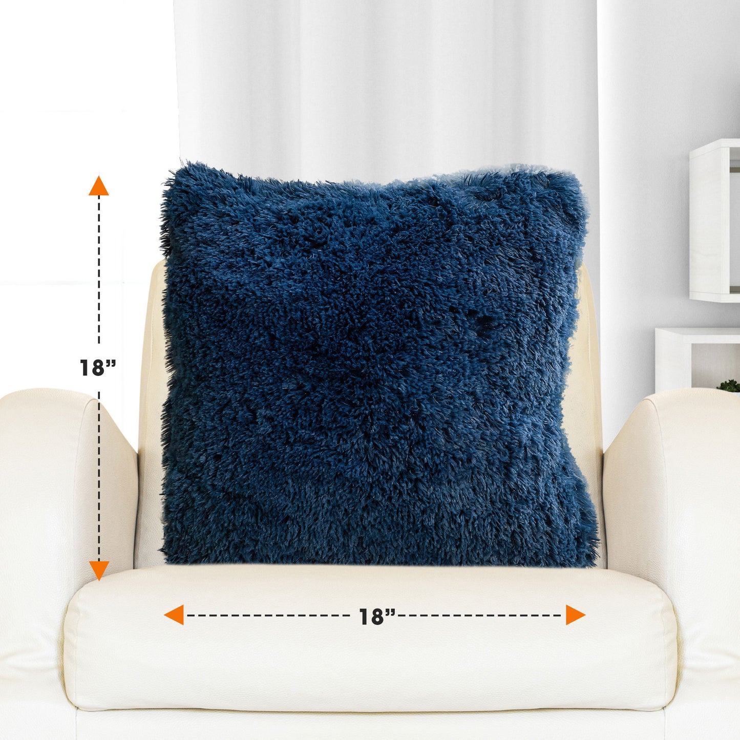 Cheer Collection Set of 2 Shaggy Long Hair Throw Pillows | Super Soft and Plush Faux Fur Accent Pillows - 18 x 18 inches