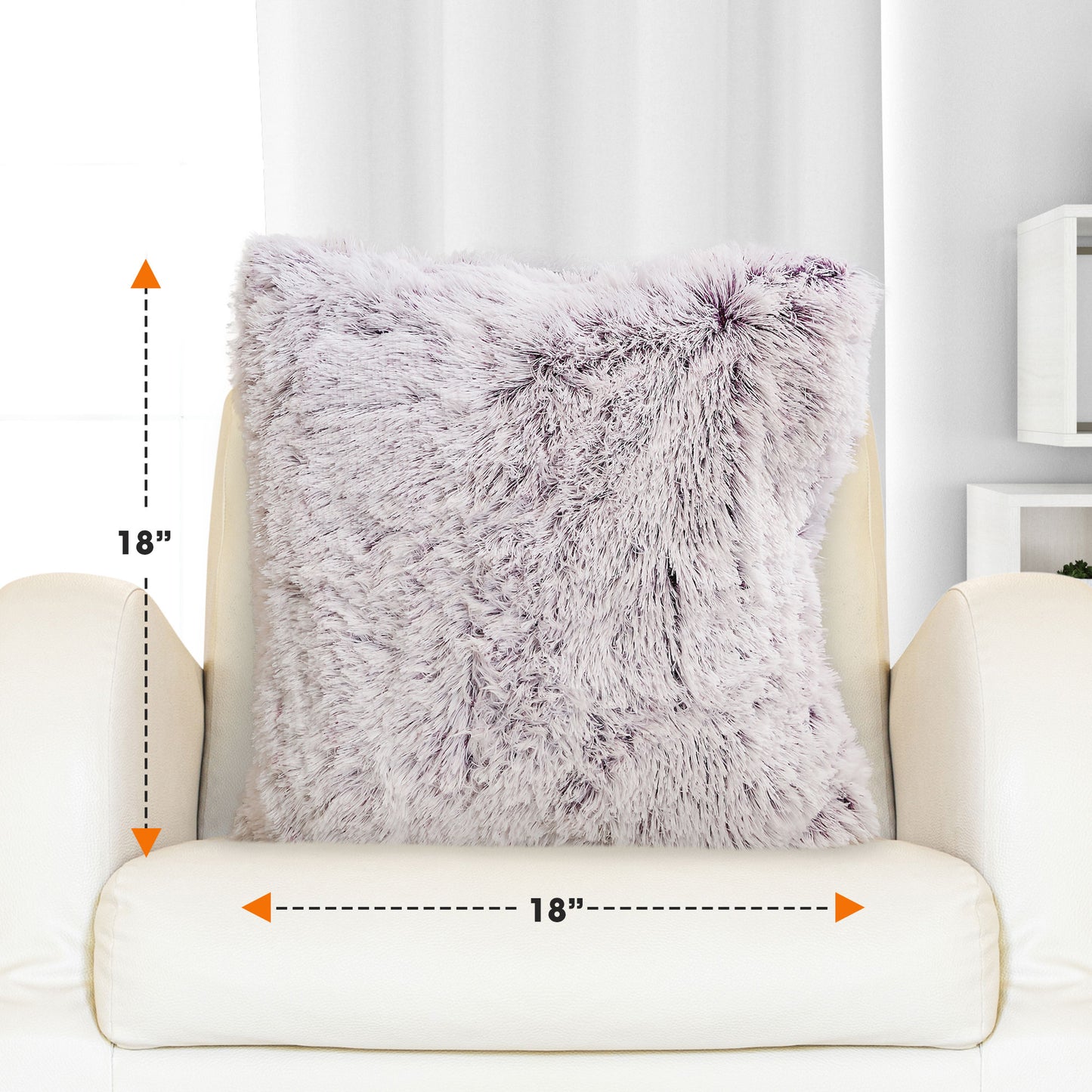 Cheer Collection Set of 2 Shaggy Long Hair Throw Pillows | Super Soft and Plush Faux Fur Accent Pillows - 18 x 18 inches