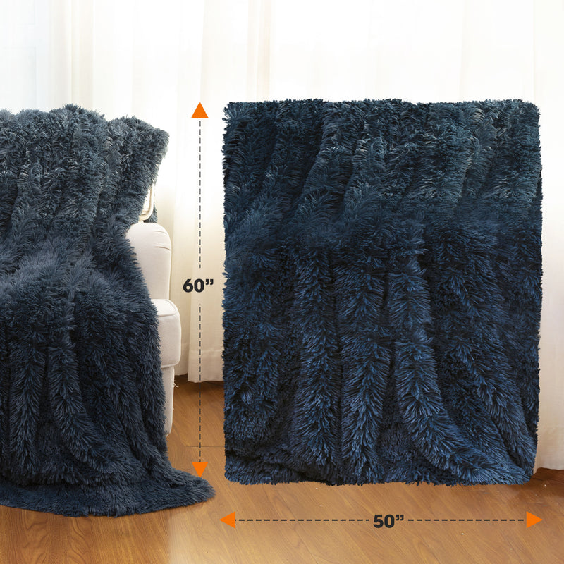 Cheer Collection Reversible Faux Fur Accent Throw Blanket