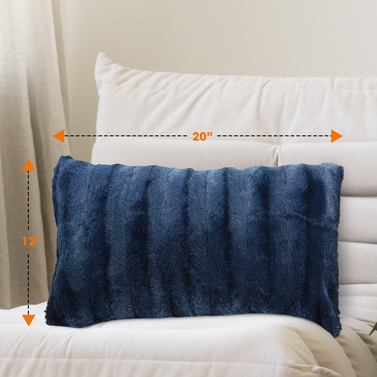 Cheer Collection Set of 2 Decorative Throw Pillows - Reversible Faux Fur to Microplush Accent Pillows by 12"x 20"