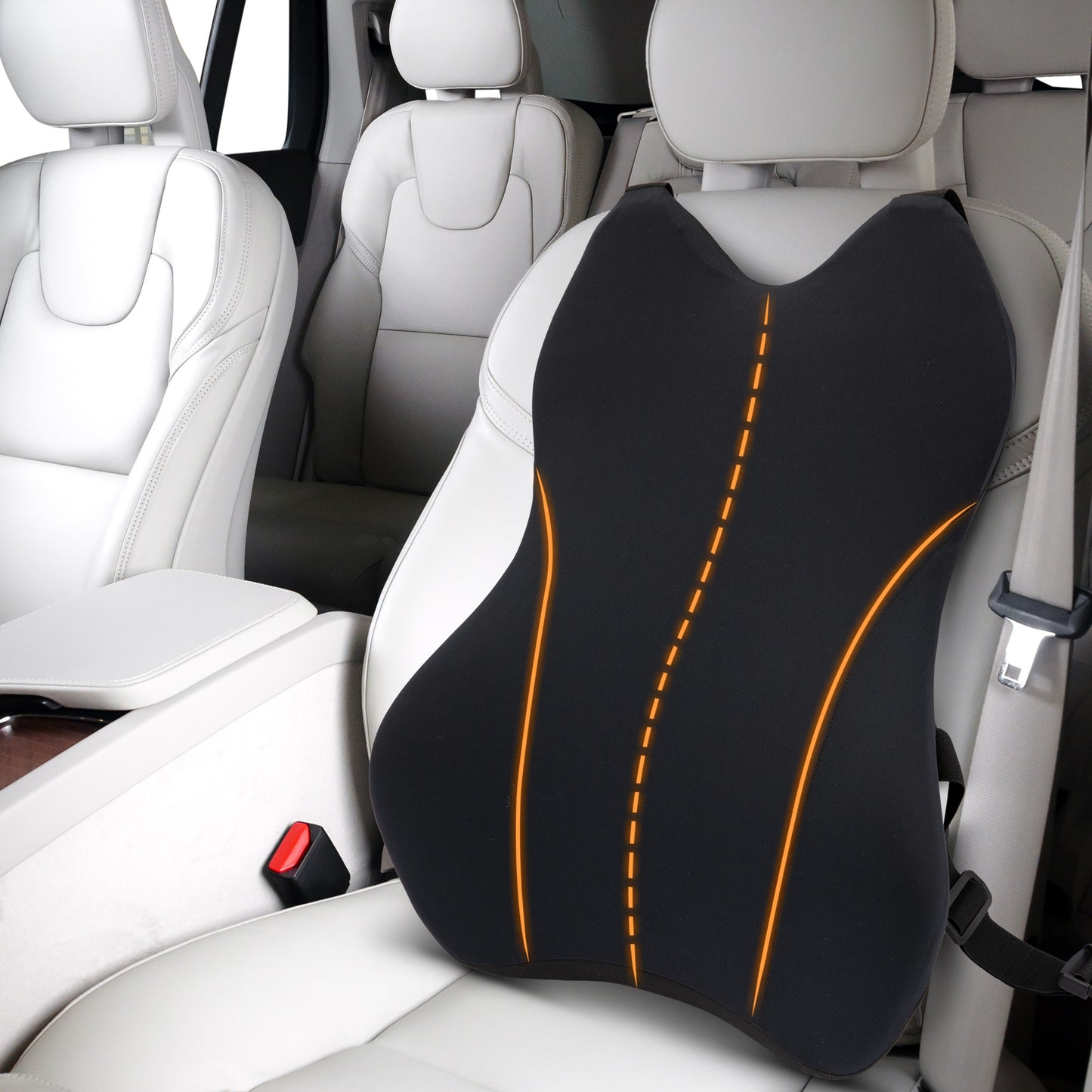 Cheer Collection Lumbar Support Pillow for Car with Adjustable Straps and Breathable Cover