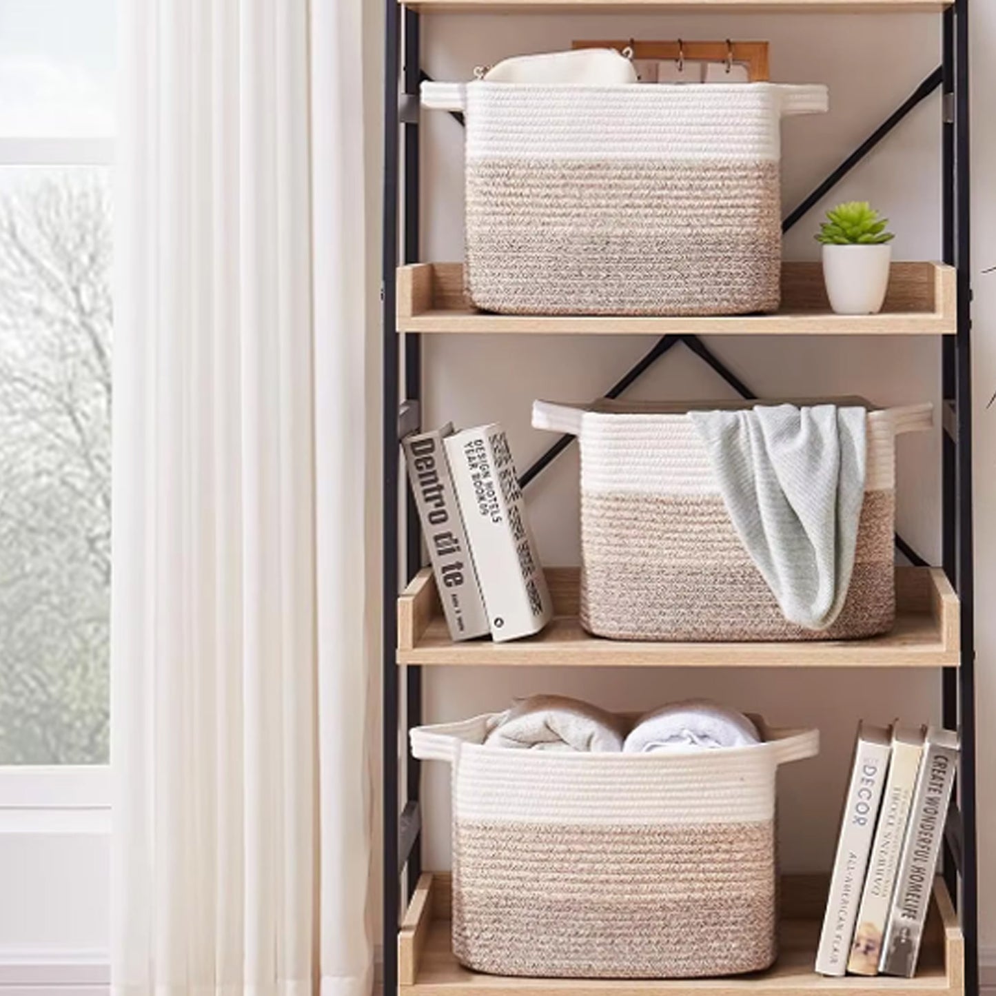 Cheer Collection 3-Pack Cotton Rope Storage Baskets – Soft, Durable & Foldable for Home Organization