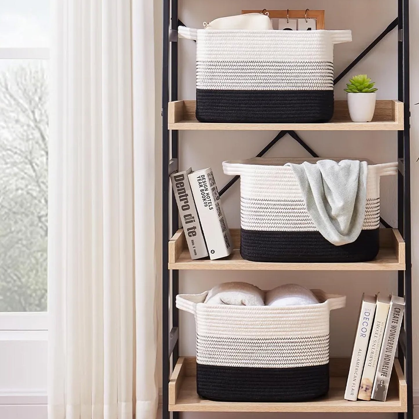 Cheer Collection 3-Pack Cotton Rope Storage Baskets – Soft, Durable & Foldable for Home Organization