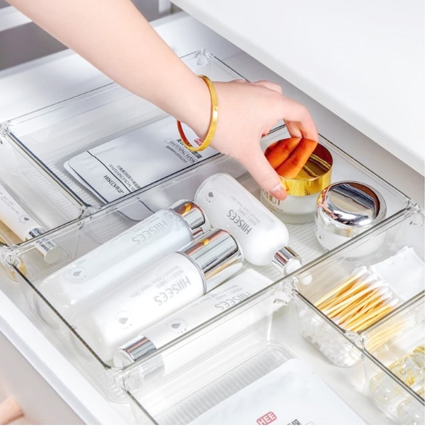 Cheer Collection 25 Piece Clear Plastic Drawer Organizer Set for Makeup, Office, Kitchen & Vanity