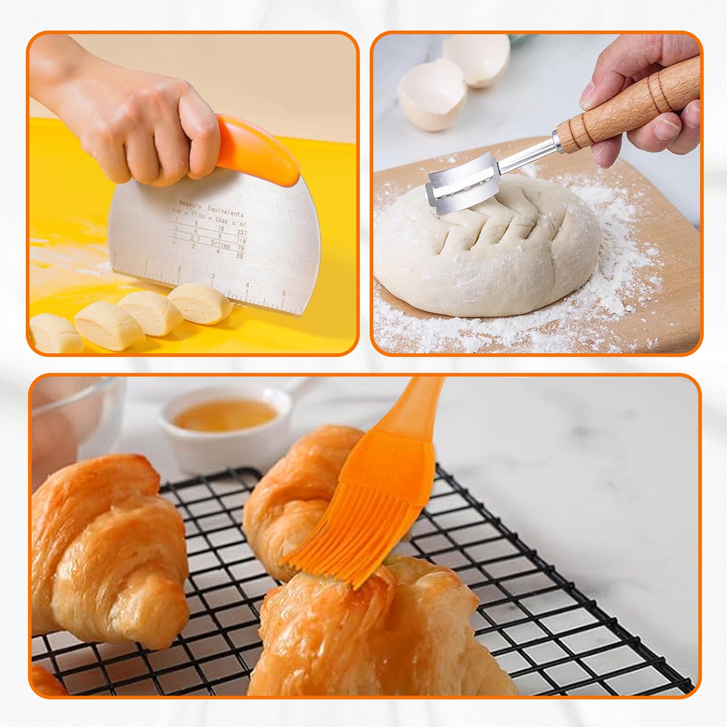 Cheer Collection 2-Piece Bread Proofing Basket Set – Premium Round Rattan Sourdough Banneton Kit with Essential Baking Tools