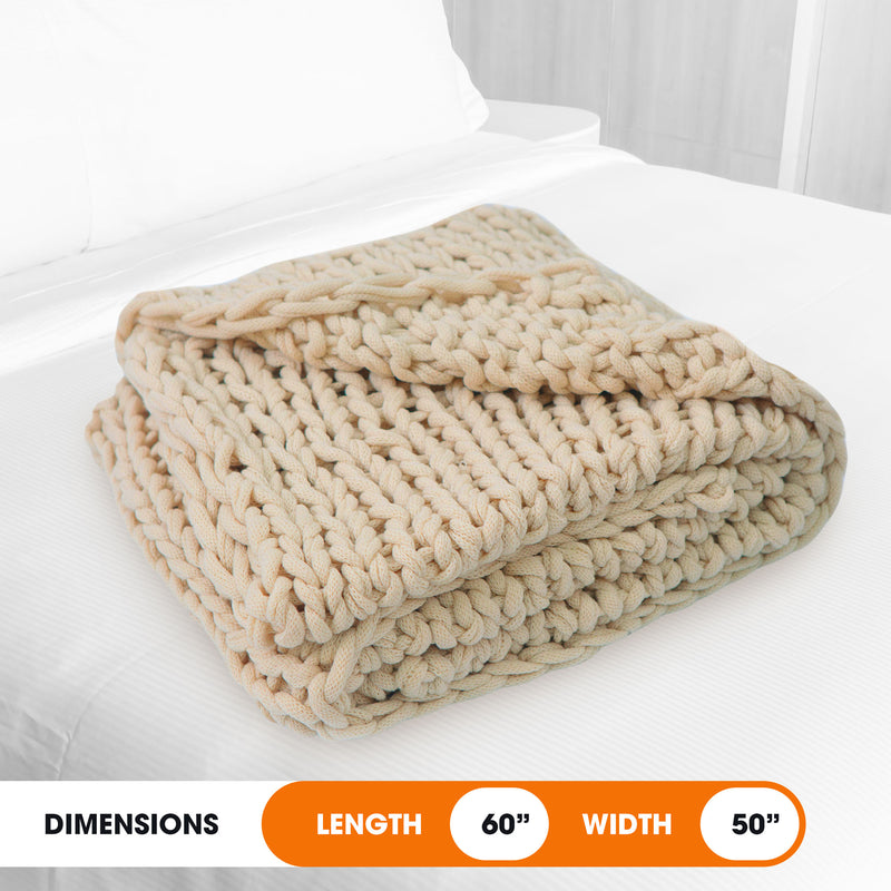 Cheer Collection Chunky Cable Knit Throw Blanket | Ultra Plush and Soft 100% Acrylic Accent Throw - 50 x 60
