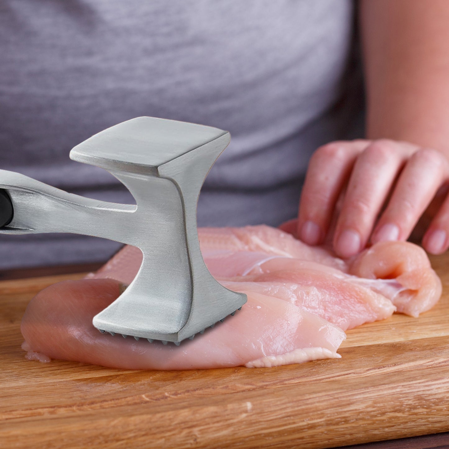 Cheer Collection Multi Sided Aluminum Meat Tenderizer Lightweight Tool for Beef Chicken Pork and More