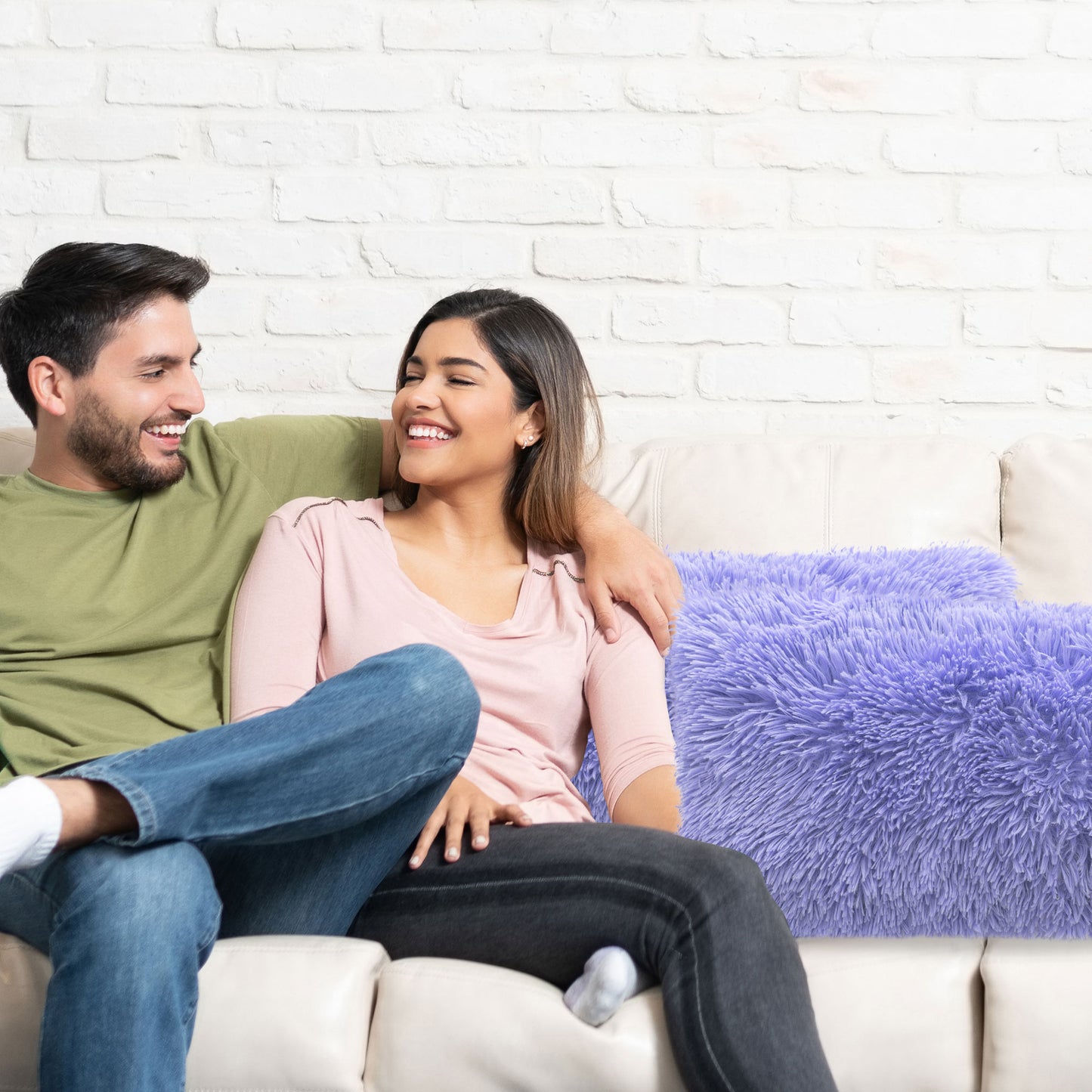 Cheer Collection Shaggy Long Hair Throw Pillows - Super Soft and Plush Faux Fur Lumbar Accent Pillows - 12 x 20 - Set of 2