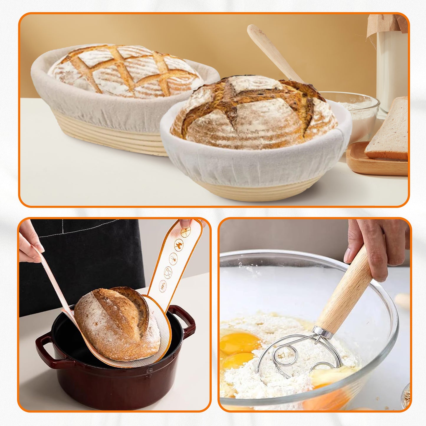Cheer Collection Bread Proofing Sourdough Basket Set – The Ultimate Kit for Perfect Homemade Bre