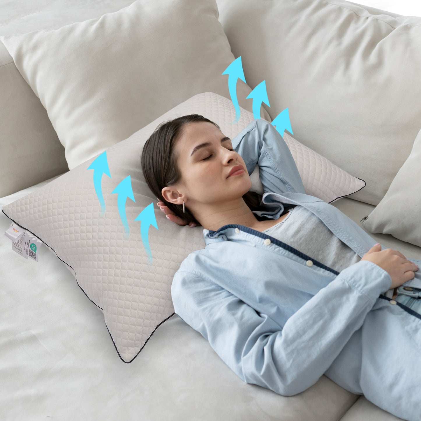 Cheer Collection Cooling Ice Pillow with Ice Fiber Technology and Plush Comfort