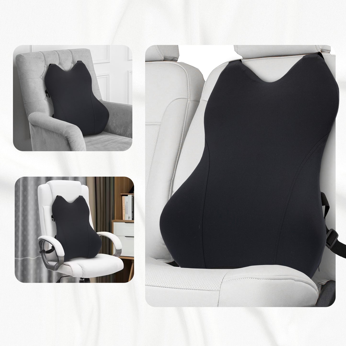 Cheer Collection Lumbar Support Pillow for Car with Adjustable Straps and Breathable Cover