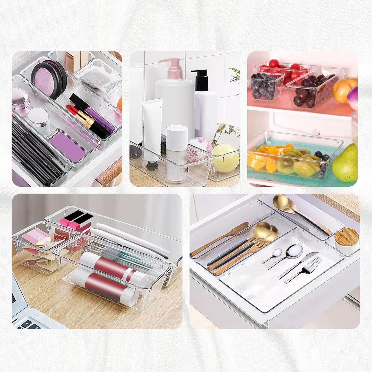 Cheer Collection 25 Piece Clear Plastic Drawer Organizer Set for Makeup, Office, Kitchen & Vanity