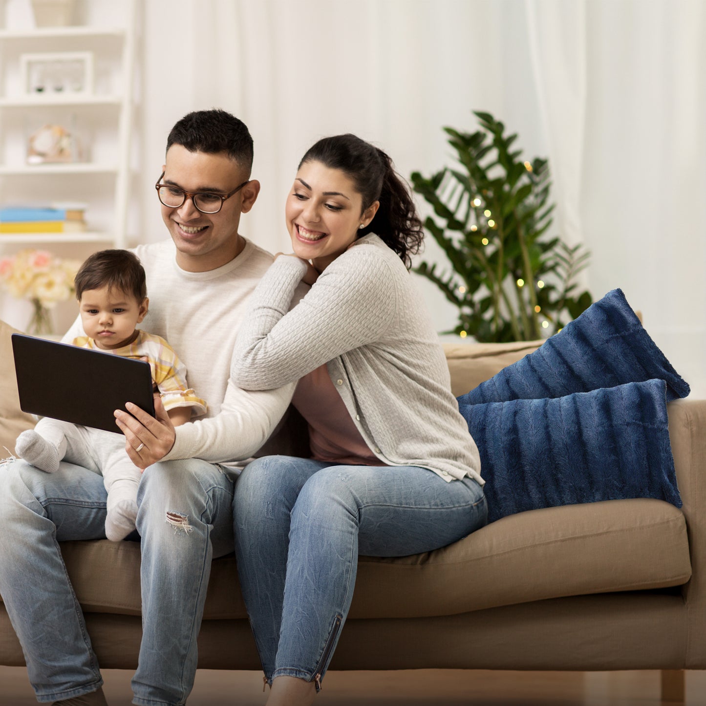 Cheer Collection Set of 2 Decorative Throw Pillows - Reversible Faux Fur to Microplush Accent Pillows by 12"x 20"