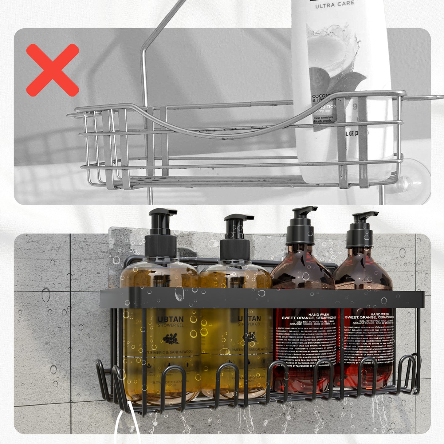 Cheer Collection 5-Pack Stainless Steel Shower Caddy and Kitchen Organizer with Adhesive Mount