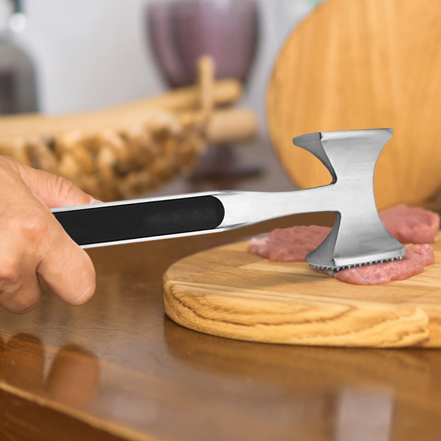 Cheer Collection Multi Sided Aluminum Meat Tenderizer Lightweight Tool for Beef Chicken Pork and More