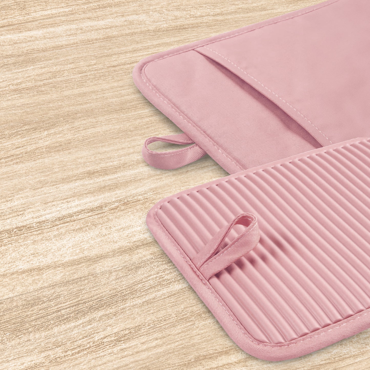 Cheer Collection Ribbed Silicone Pot Holders, 2-Pack — Heat-Resistant, Non-Slip Grip, Cotton-Lined and Machine-Washable