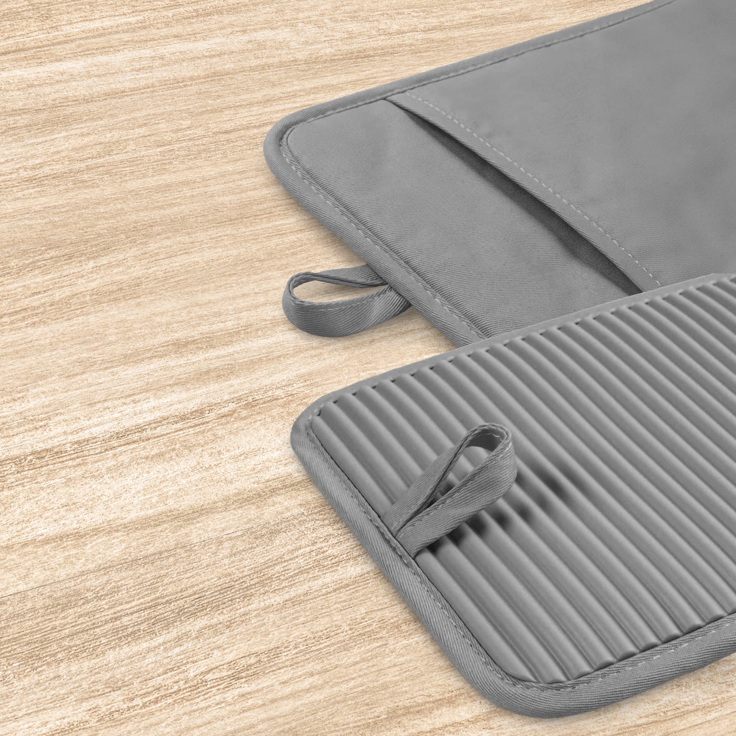 Cheer Collection Ribbed Silicone Pot Holders, 2-Pack — Heat-Resistant, Non-Slip Grip, Cotton-Lined and Machine-Washable