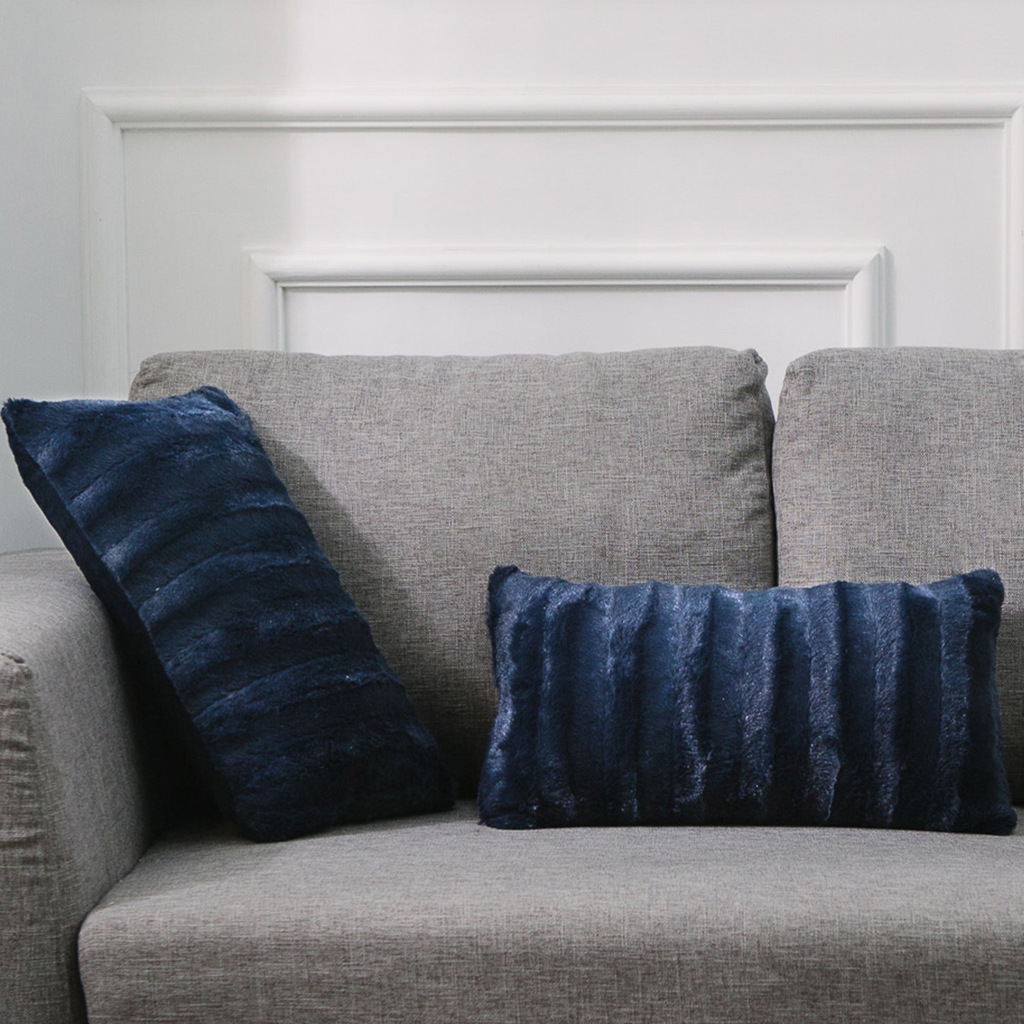 Cheer Collection Set of 2 Decorative Throw Pillows - Reversible Faux Fur to Microplush Accent Pillows by 12"x 20"