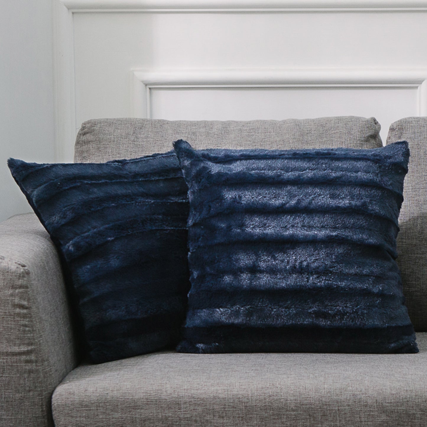 Cheer Collection Faux Fur Throw Pillows - Set of 2 Decorative Couch Pillows - 26" x 26"