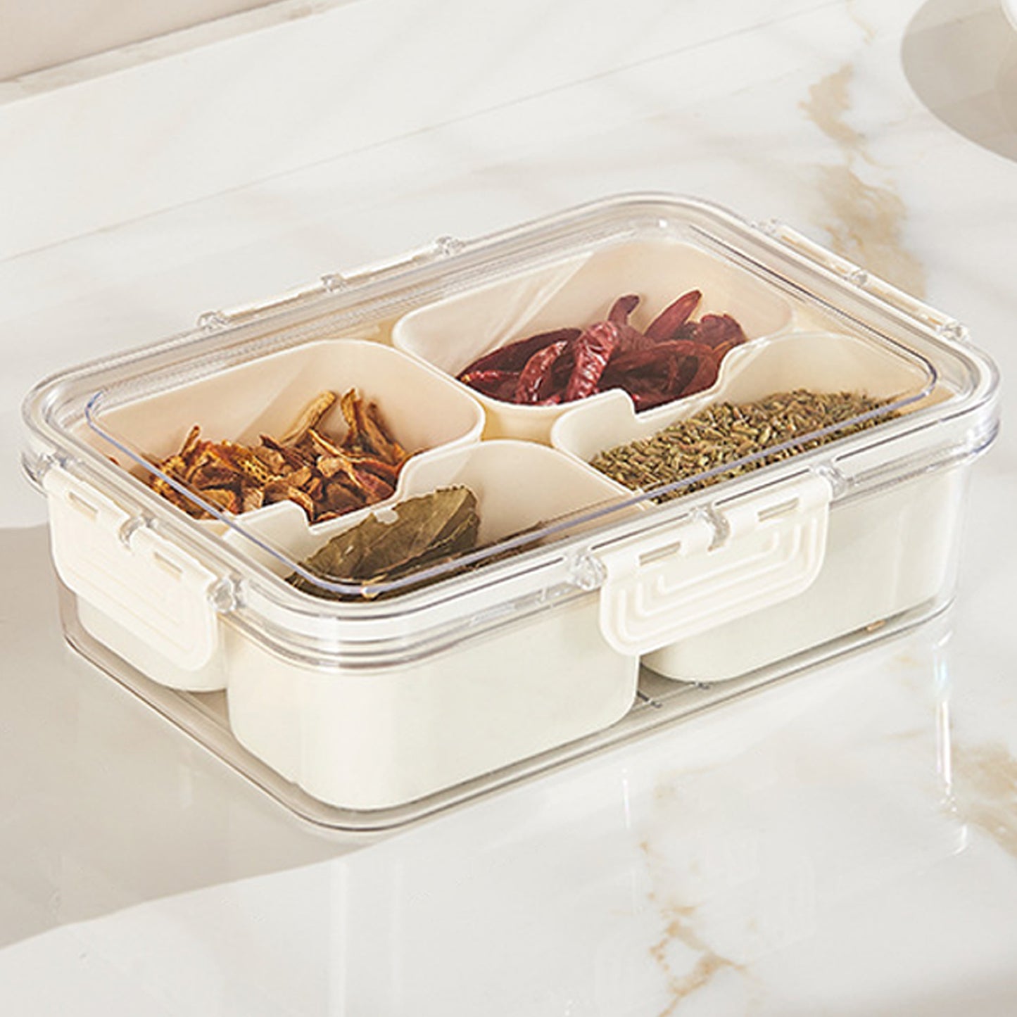 Cheer Collection 4 Compartment Airtight Food Storage Container with Nested Snack Boxes