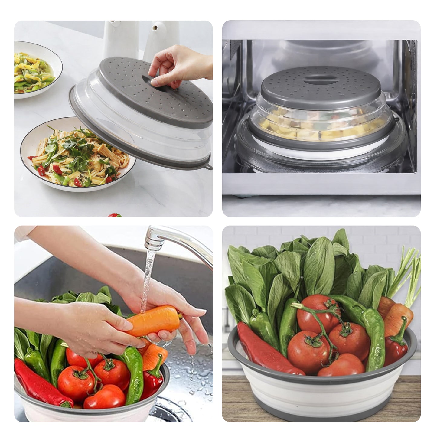 Cheer Collection Collapsible Microwave Splatter Cover with Steam Vents, BPA Free and Easy Grip Handle