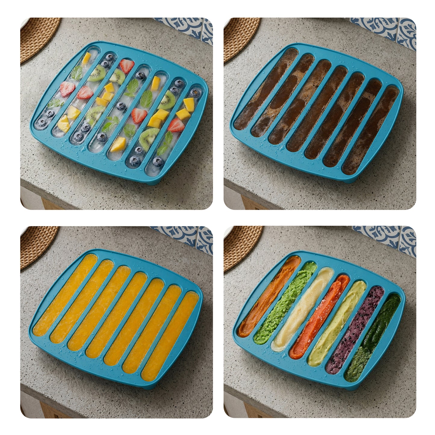 Cheer Collection Silicone Ice Stick Tray for Water Bottles - Easy Pop Out - Thin Ice Cube Mold for Sports and Water Bottles