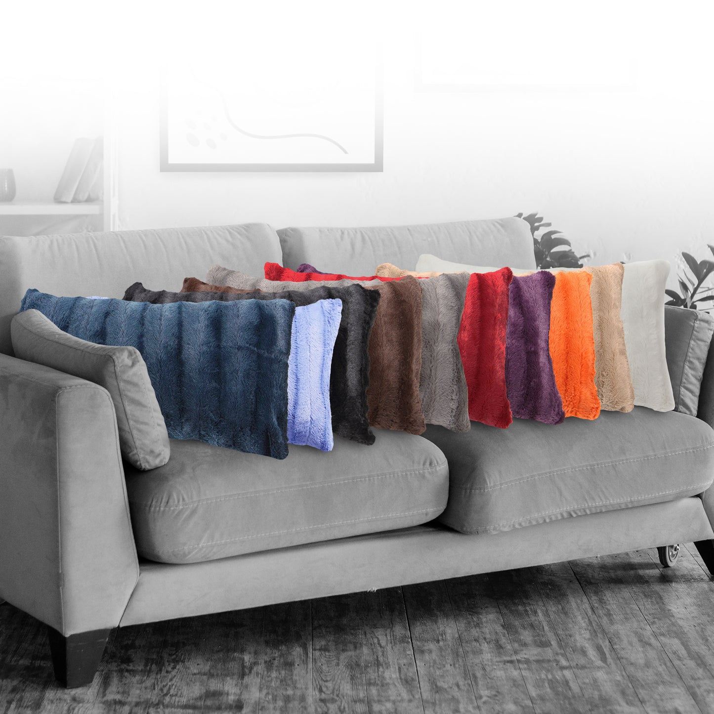 Cheer Collection Set of 2 Decorative Throw Pillows - Reversible Faux Fur to Microplush Accent Pillows by 12"x 20"