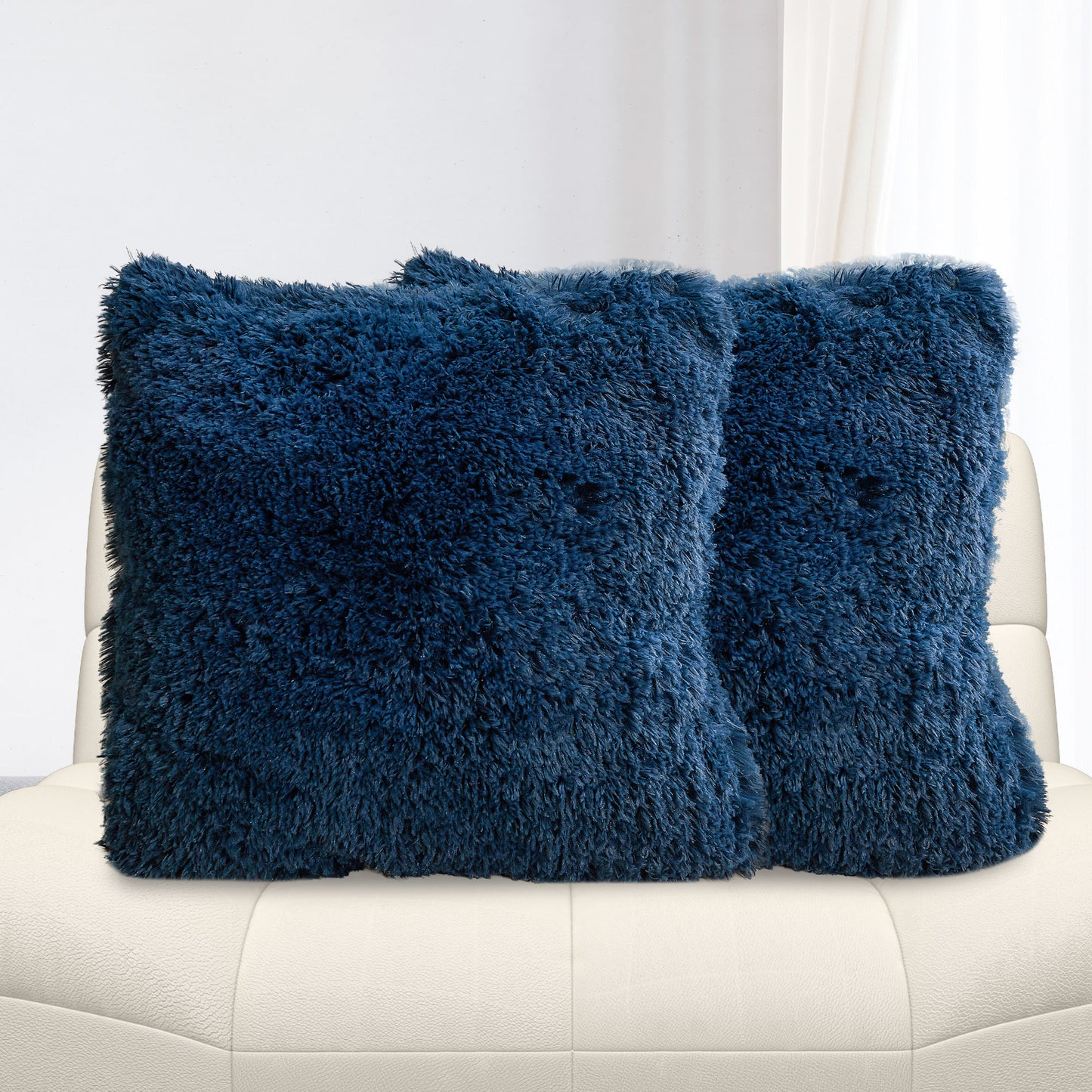 Cheer Collection Set of 2 Super Soft Shaggy Faux Fur Throw Pillows